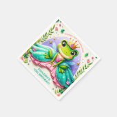 Girly Fairy Tale Frog Princess Birthday Party Serviette (Ecke)