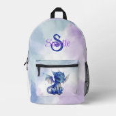 Girly Fantasy Blue Baby Dragon Personalisiert Bedruckter Rucksack (Vorderseite)