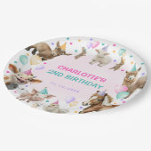Girly Farm Barnyard Animals Confetti Birthday Girl Pappteller (Schrägansicht)