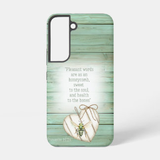 Girly Faux Green Wood Heart Watercolor Bee Faith Samsung Galaxy Hülle