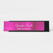 Girly Faux Hot Pink Foil Schreibtischnamensplakette (Vorderseite )