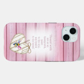 Girly Faux Pink Wood Heart Rainbow Bee Faith Case-Mate iPhone Hülle (Rückseite (Horizontal))