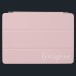 Girly Feminine Pink Script Name iPad Air Hülle<br><div class="desc">Girly Feminine Pink Script Name iPad Schutz angepasste Abdeckung</div>