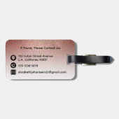 Girly Feminine Rose Gold Glitzer White Mit Monogra Gepäckanhänger (Rückseite horizontal)