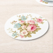 Girly Feminine Vintag Pink Roses Runder Pappuntersetzer (Angewinkelt)