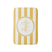 Girly feste gelbe Streifen mit mit Monogramm Namen Badematte (Vorderseite Vertikal)