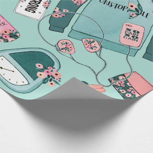 Girly Fitness Pattern Geschenkpapier (Ecke)