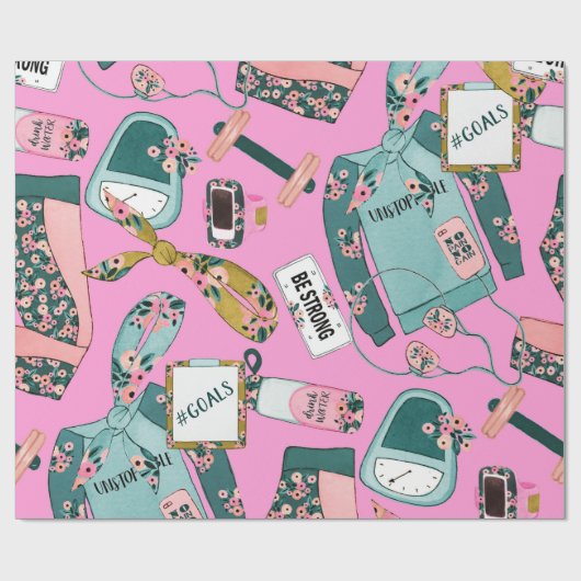 Girly Fitness Pattern Geschenkpapier (Flach)