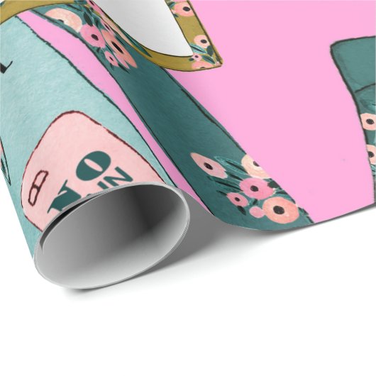 Girly Fitness Pattern Geschenkpapier (Rolleneckpunkt)