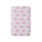 Girly Flamingo Pink Wasserfarben Muster Badematte (Vorderseite Vertikal)