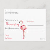 Girly Flamingo träumt von einem rosa Weihnachten Postkarte (Rückseite)