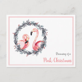 Girly Flamingo träumt von einem rosa Weihnachten Postkarte