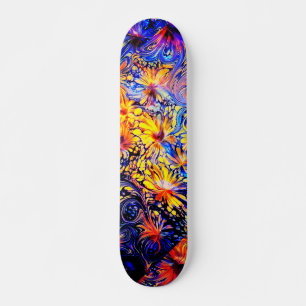 Girly Floral Blue Goddess Skateboard Deck