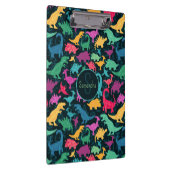 Girly Floral Dinosaur Silhouette Girls Klemmbrett (Rechts)
