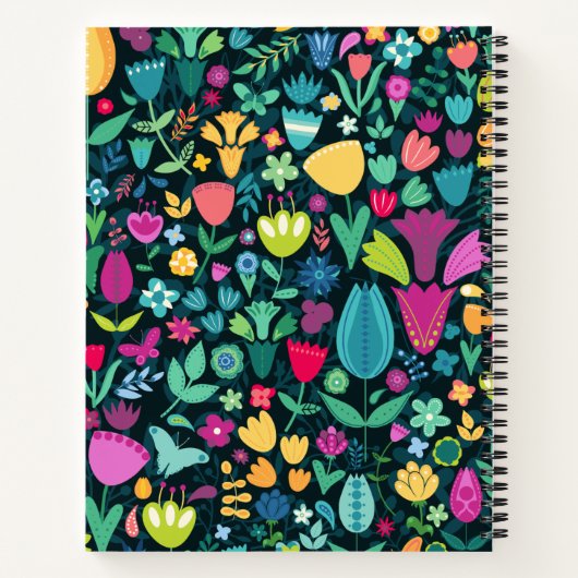 Girly Floral Dinosaur Silhouette Girls Notizblock (Rückseite)