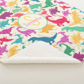 Girly Floral Dinosaur Silhouette Girls Sherpadecke (3/4)