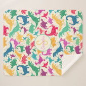 Girly Floral Dinosaur Silhouette Girls Sherpadecke (Vorderseite (Horizontal))