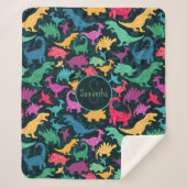 Girly Floral Dinosaur Silhouette Girls Sherpadecke (Vorderseite)