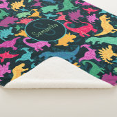 Girly Floral Dinosaur Silhouette Girls Sherpadecke (3/4)