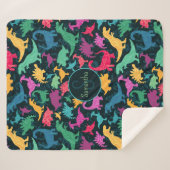 Girly Floral Dinosaur Silhouette Girls Sherpadecke (Vorderseite (Horizontal))