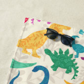 Girly Floral Dinosaur Silhouette Girls Strandtuch (Beispiel)