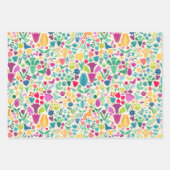 Girly Floral Dinosaur Silhouette Maximal Folk Geschenkpapier Set (Vorderseite 3)