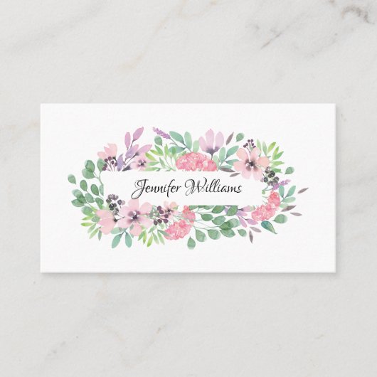 Girly Floral Frame Makeup Artist Beauty Salon Visitenkarte (Vorderseite)