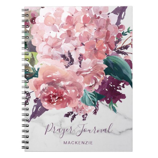 Girly Floral Marble Prayer Journal Notizblock (Vorderseite)