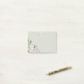 Girly Floral Monogram Greenerity Post-It Notes Post-it Klebezettel (Auf Schreibtisch)