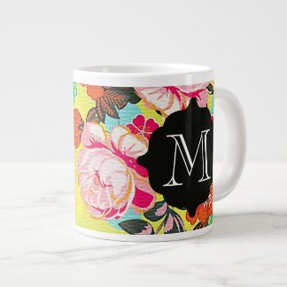 Girly Floral Paisley Monogram Giant Tasse
