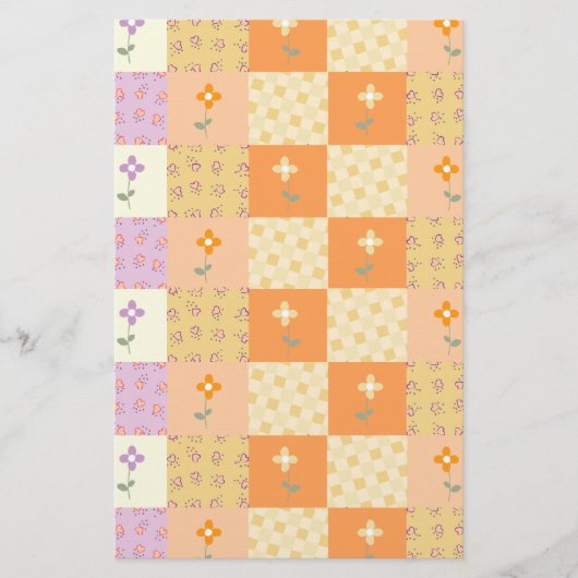 Girly Floral Patchwork Briefpapier (Vorderseite)