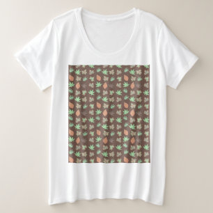 Girly Floral Pattern Große Größe T-Shirt