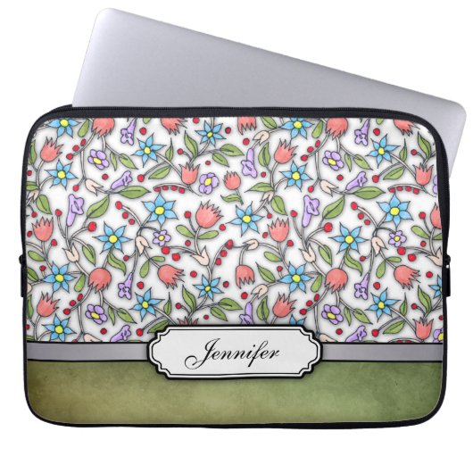 Girly Floral Pattern Laptopschutzhülle (Vorderseite)