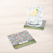 Girly Floral Pattern: Personalizable Rechteckiger Pappuntersetzer (Vor Ort)