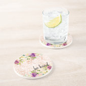 Girly Floral Peach Giraffe Print Watercolor Getränkeuntersetzer (Seite)