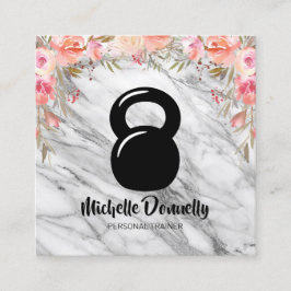 Girly Floral Personal Trainer Quadratische Visitenkarte