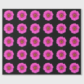 Girly Floral Pink Black Daisy Geschenkpapier (Flach)
