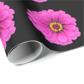 Girly Floral Pink Black Daisy Geschenkpapier (Rolleneckpunkt)