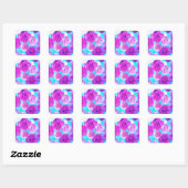 Girly Floral Quadratischer Aufkleber (Blatt)