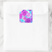Girly Floral Quadratischer Aufkleber (Tasche)