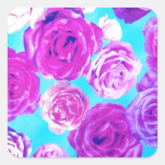 Girly Floral Quadratischer Aufkleber (Vorderseite)