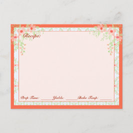 Girly Floral Recipe Stock Postkarte