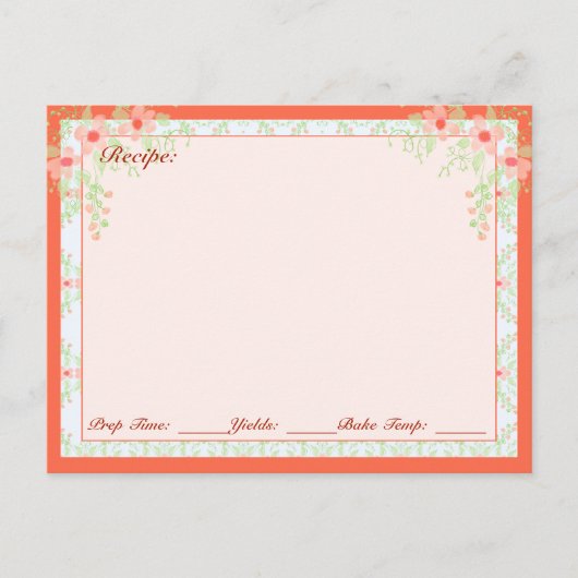 Girly Floral Recipe Stock Postkarte (Vorderseite)