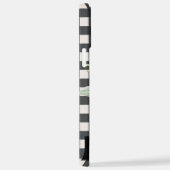 Girly Floral Schwarz-weiß Buffalo Karierter Name iPhone Hülle (Rechte Seite)