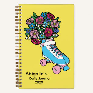 Girly Floral Skate Illustration Personalisiert Notizblock