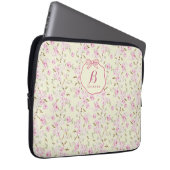 Girly Floral Yellow Pink Bow Coquette Monogram Laptopschutzhülle (Vorne Rechts)