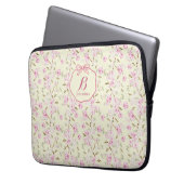 Girly Floral Yellow Pink Bow Coquette Monogram Laptopschutzhülle (Vorderseite Links)