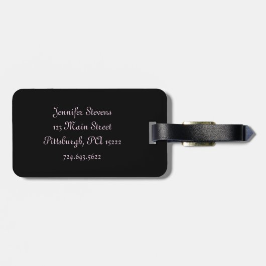 Girly französischer Art-Schwarzweiss-Eiffelturm Gepäckanhänger (Rückseite horizontal)