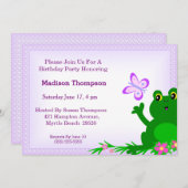 Girly Frog Geburtstagsparty Einladung (Vorne/Hinten)