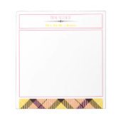 Girly from the Desk Custom Script Name Tartan Notizblock (Vorderseite)